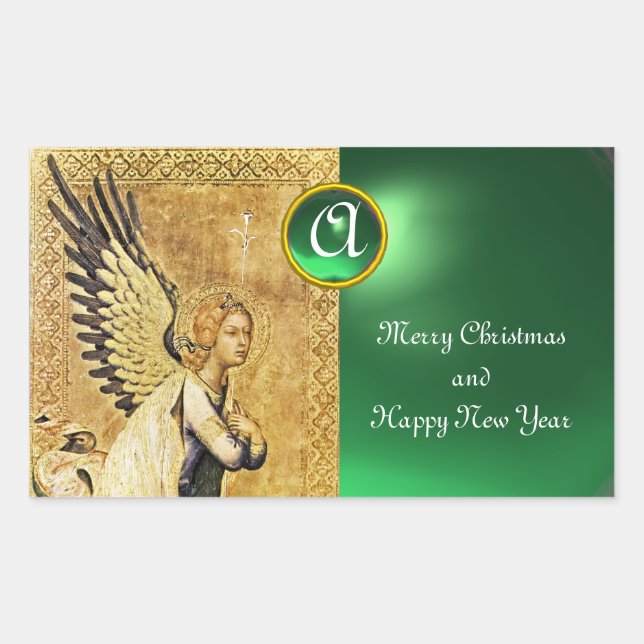 ANNUNCIATION ANGEL MONOGRAM, Green Jade Sticker (Front)