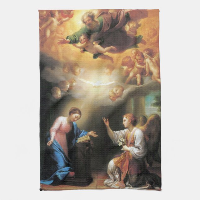 Annunciation by Anton Raphael Mengs Kitchen Towel (Vertical)