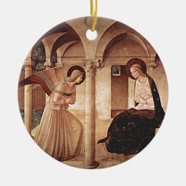 Annunciation (by Fra Angelico) Ceramic Ornament (Front)