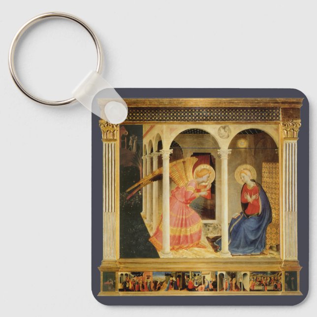 Annunciation by Fra Angelico, Renaissance Fine Art Keychain (Front)