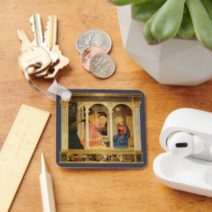 Annunciation by Fra Angelico, Renaissance Fine Art Keychain