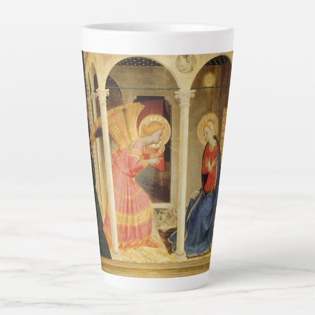Annunciation by Fra Angelico, Renaissance Fine Art Latte Mug (Front)