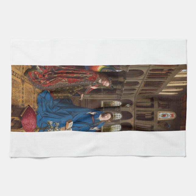 Annunciation by Jan van Eyck Kitchen Towel (Horizontal)
