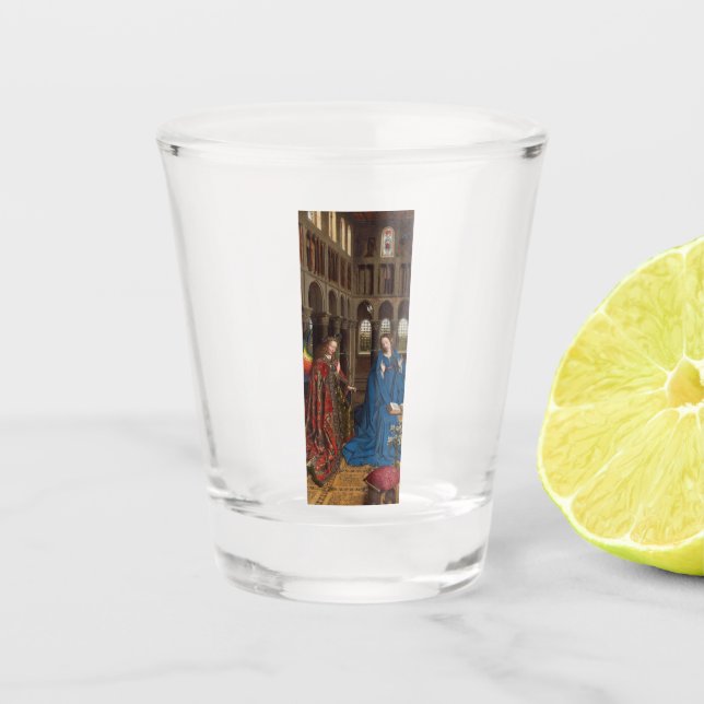 Annunciation by Jan van Eyck Shot Glass (Front)
