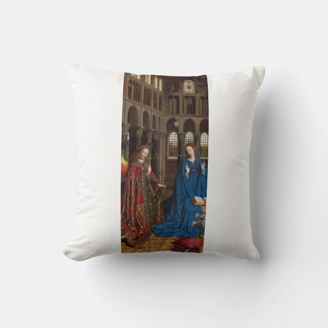 Annunciation by Jan van Eyck Throw Pillow (Front)
