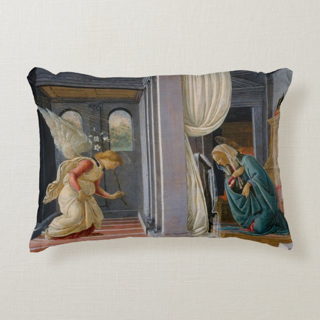Annunciation by Sandro Botticelli Accent Pillow (Front)