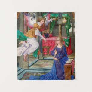 Annunciation from a medieval art illustration tapestry
