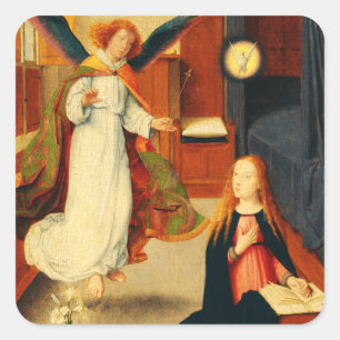 Annunciation of Virgin Mary by Gerard David Square Sticker