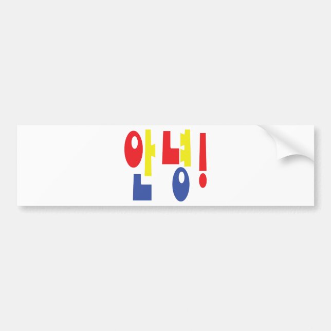 Annyeong! Korean Hi / Hello 안녕 Hangul Language Bumper Sticker (Front)