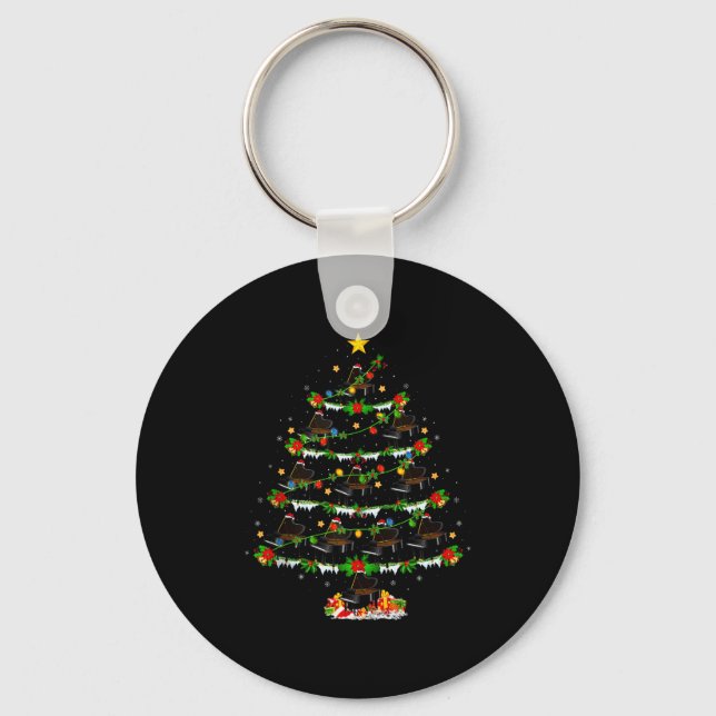 Ano Christmas Tree Lights Music Lover Musical Xmas Keychain (Front)