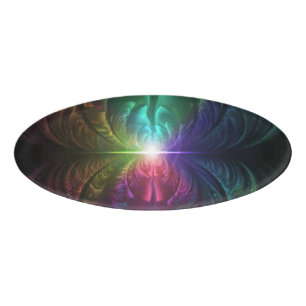 Anodized Rainbow Eyes and Metallic Fractal Flares Name Tag