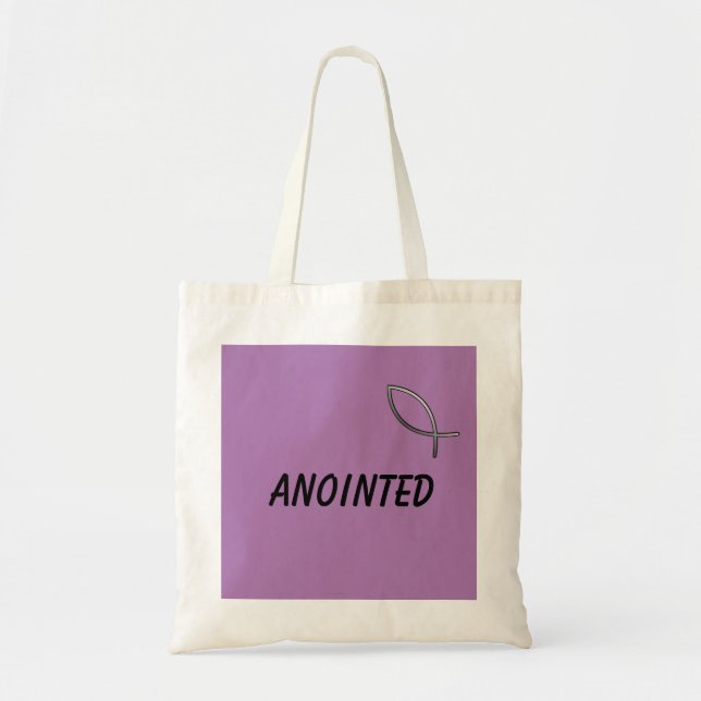 ANOINTED Quote/ Christ Symbol Tote Bag (Front)