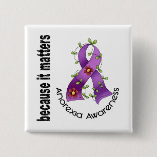 Anorexia Flower Ribbon 3 2 Inch Square Button
