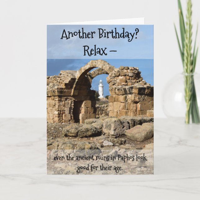Another Birthday?  Card with Paphos ancient ruins (Front)