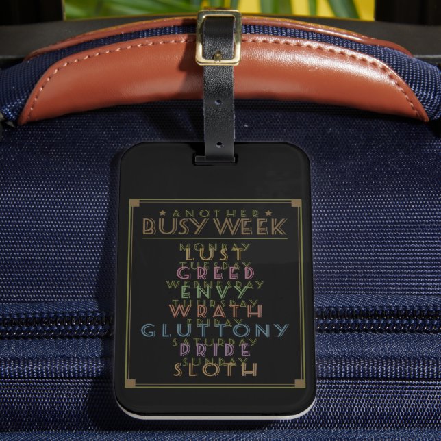 Another Busy Week Black Gfx Luggage Tag (Front Insitu 2)