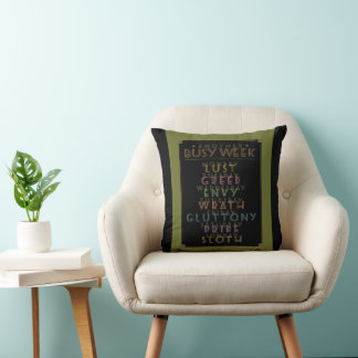 Another Busy Week Black Gfx Throw Pillow