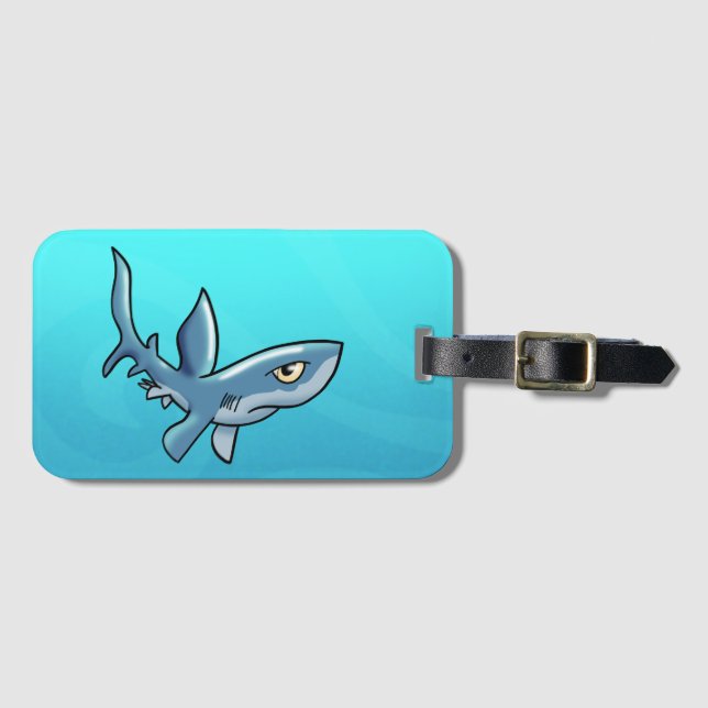 Another Cartoon Shark Luggage Tag (Front Horizontal)
