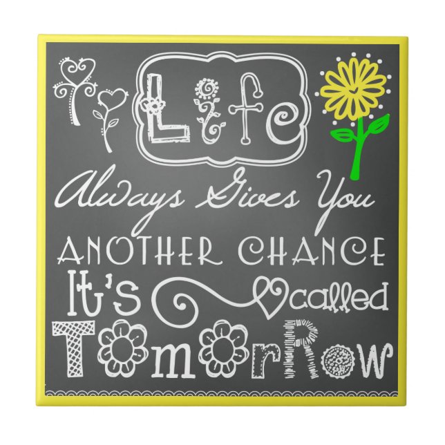 Another Chance Chalkboard Look CeramicTile Tile (Front)