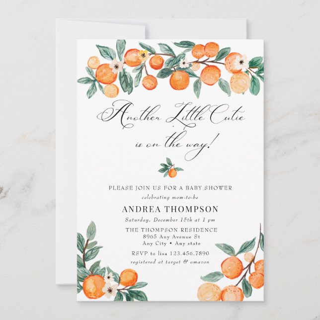 Another |  Cutie |  Orange Baby Shower Invitation (Front)