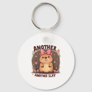 Another Day Another Slay Cute Capybara Lover Pink Keychain