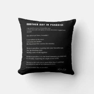 Another day in paradise love poem poetry throw pillow