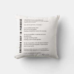 Another day in paradise poem black white art  throw pillow