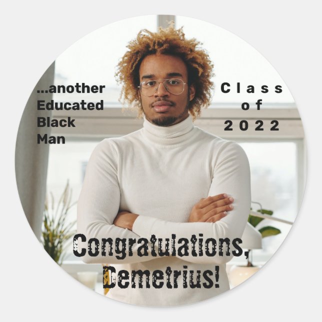 Another Educated Black Man 2022 Graduation Photo Classic Round Sticker (Front)