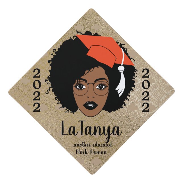 Another Educated Black Woman 2022 Name Graduation  Graduation Cap Topper (Front)