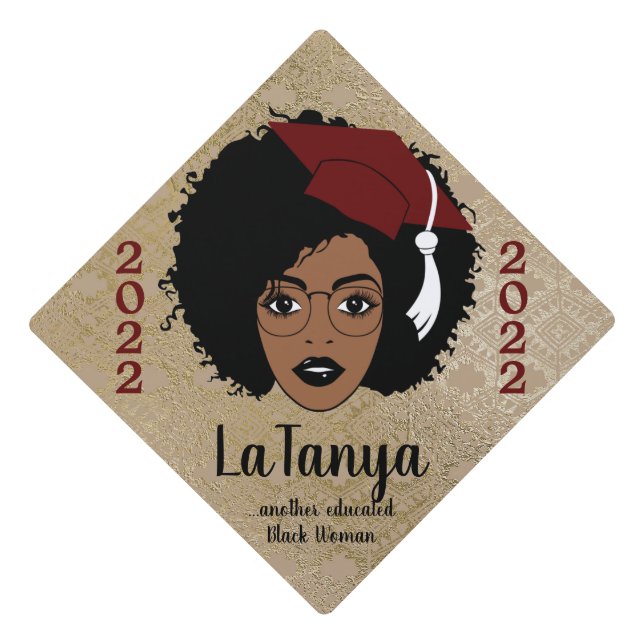Another Educated Black Woman 2022 Name Graduation  Graduation Cap Topper (Front)