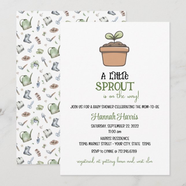 Another Little Sprout on the Way Baby Invitation (Front/Back)