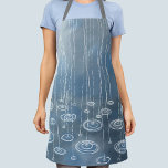 Another Rainy Day Apron<br><div class="desc">Painting of rain and puddles splashing on a blue background.  A typical English summer day.</div>