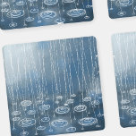 Another Rainy Day Coaster Set<br><div class="desc">Painting of rain and puddles splashing on a blue background. A typical English summer day.</div>