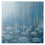 Another Rainy Day Painting Tile<br><div class="desc">Painting of rain and puddles splashing on a blue background.  A typical English summer day.</div>