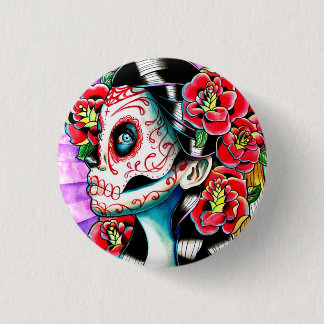 Another Time Sugar Skull Girl 1 Inch Round Button