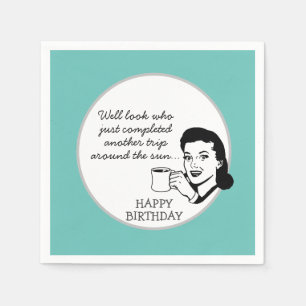 Another Trip Around the Sun Funny Retro Birthday  Napkin