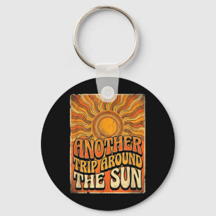 Another Trip Around The Sun Retro 70s Birthday Keychain