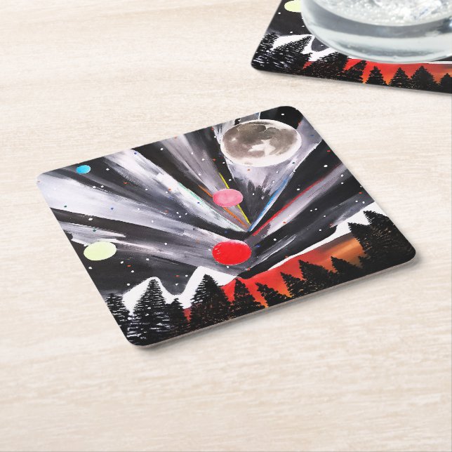 Another World Painting by Alfred Fox Square Paper Coaster (Angled)