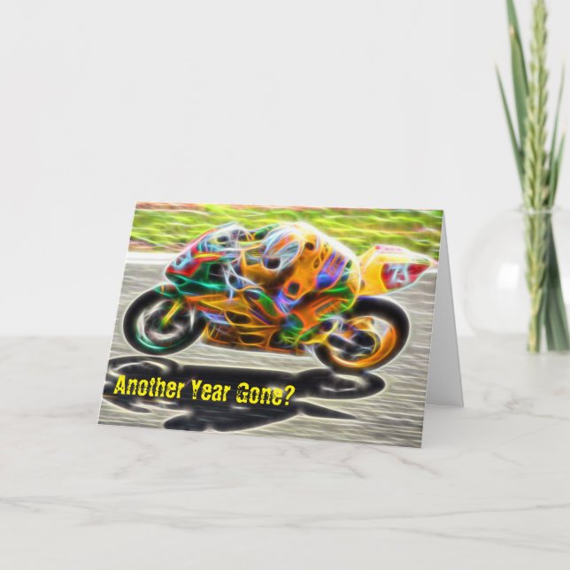 Another Year Gone Sport Motorcycle Birthday Card (Front)
