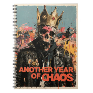 "Another Year of Chaos" Punk Skull King Design Notebook