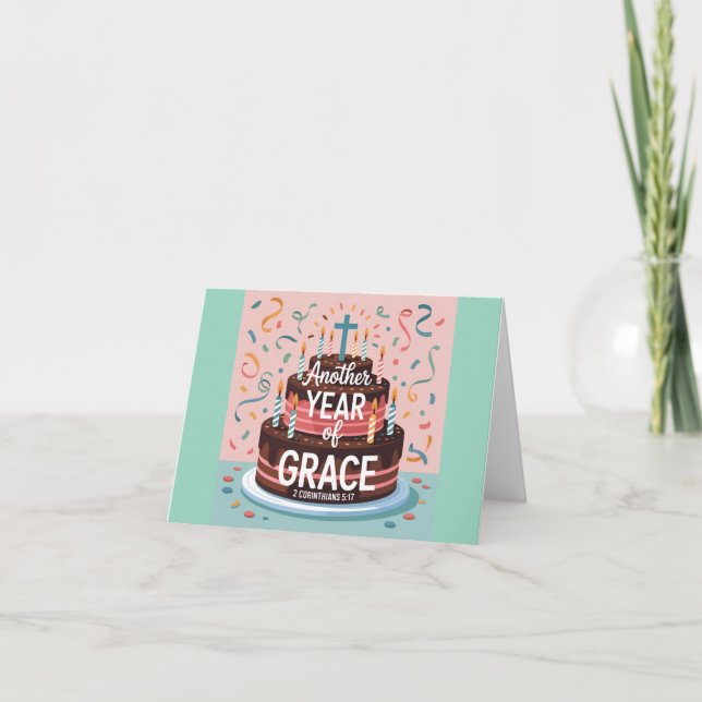 Another Year Of Grace Christian Birthday Card (Front)