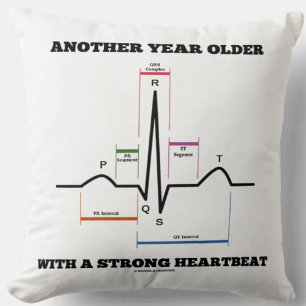 Another Year Older With A Strong Heartbeat ECG/EKG Throw Pillow