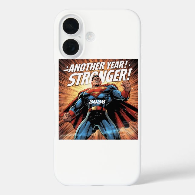 Another Year Stronger! Superhero New Year Design w Case-Mate iPhone Case (Back)