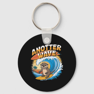 Anotter Wave - Funny Surfing Pun Surfer Otter Keychain