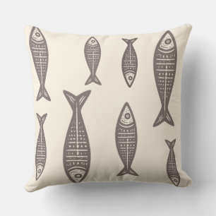 Anouke Coastal Fish / Driftwood Taupe Throw Pillow