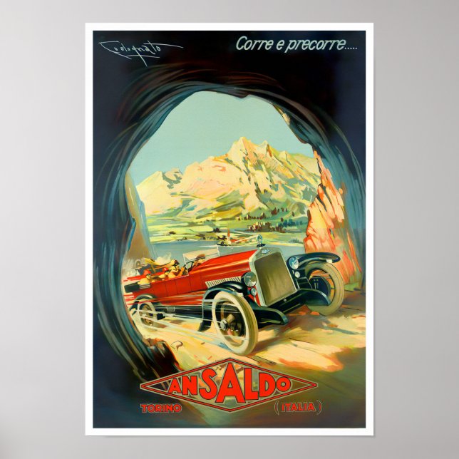 Ansaldo vintage car ad poster (Front)