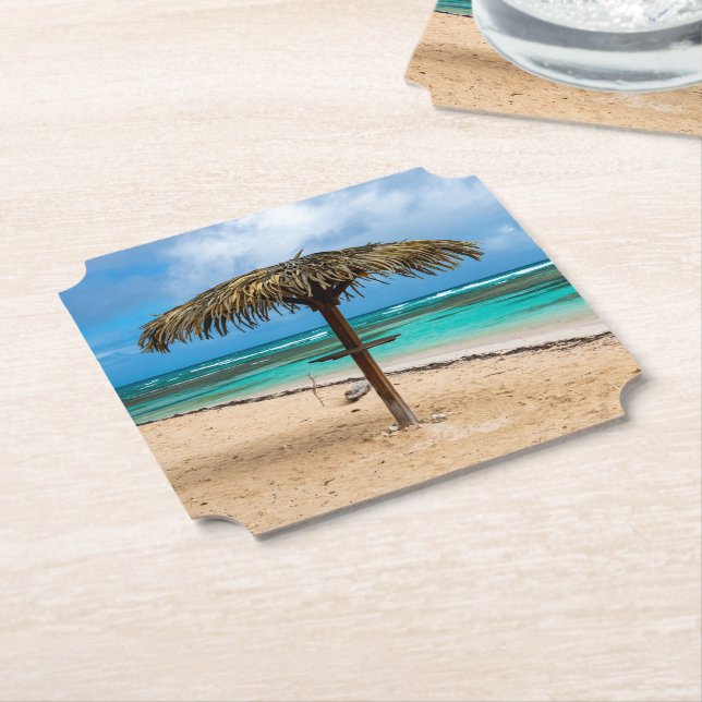 Anse des Rochers beach Paper Coaster (Angled)