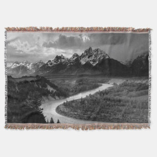 Ansel Adams Teton Snake River Throw Blanket