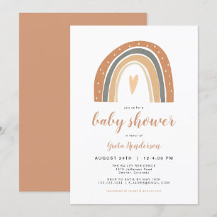 ANSLEY   Bohemian Burnt Orange Rainbow Baby Shower Invitation