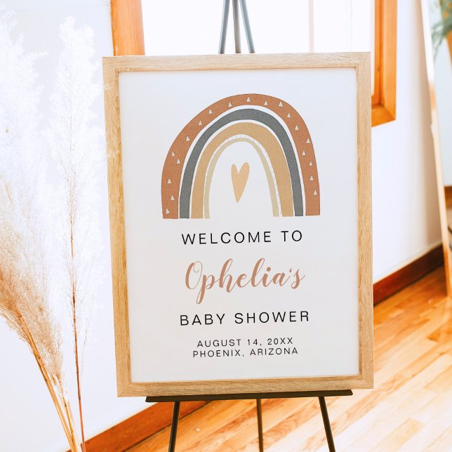 ANSLEY | Bohemian Burnt Orange Rainbow Baby Shower Poster (Creator Uploaded)