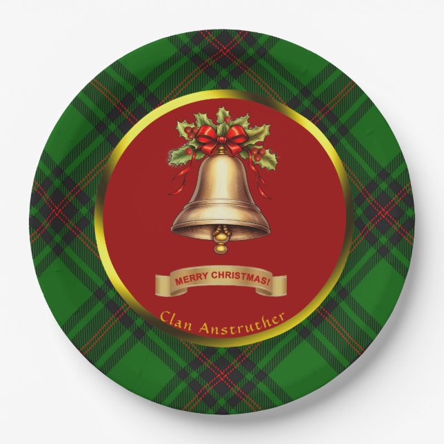 Anstruther Tartan Personalized Christmas Paper Plate (Front)